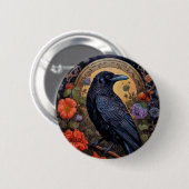 Black Raven met bloemen Gotisch ontwerp Ronde Button 5,7 Cm (Voorkant /achterkant)