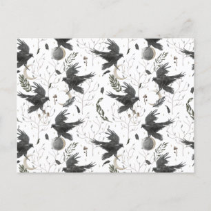 Black Raven, Moon and Wild Planten Witchcraft Briefkaart