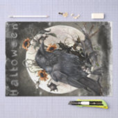 Black Raven Moon Dead Floral Halloween Tissuepapier (Craft)