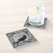  Black Raven Nevermore Halloween Glazen Onderzetter (Schuin)