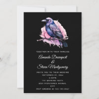 Black Raven op een Branch Illustratie bruiloft
