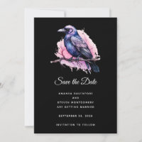 Black Raven op een Branch Illustratie bruiloft