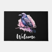 Black Raven op een Branch Illustratie Welkom Deurmat (Voorkant)