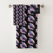 Black Raven op een Branch Pattern Bad Handdoek (Insitu)