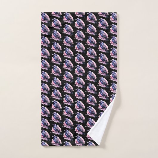 Black Raven op een Branch Pattern Bad Handdoek (Handdoek)