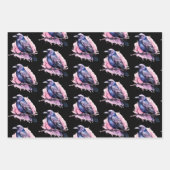 Black Raven op een Branch Pattern Inpakpapier Vel (Voorkant 3)