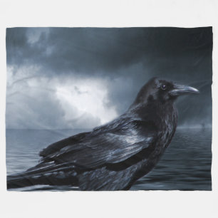 Black Raven op Fleece Blanket Deken
