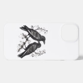 Black Raven Pair in Quilling style design iPhone Hoesje (Achterkant horizontaal)