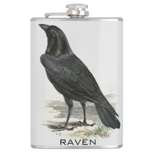 Black Raven Personalize Name Flask Heupfles
