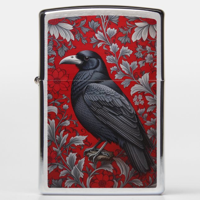 Black Raven Red Floral William Morris Inspired (Voorkant)