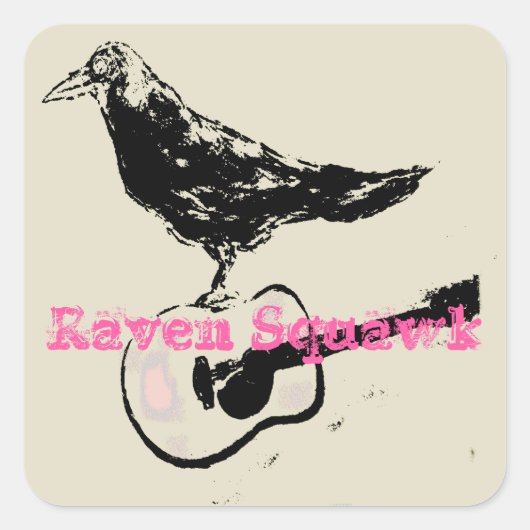 Black Raven Squawk Vierkante Sticker (Voorkant)
