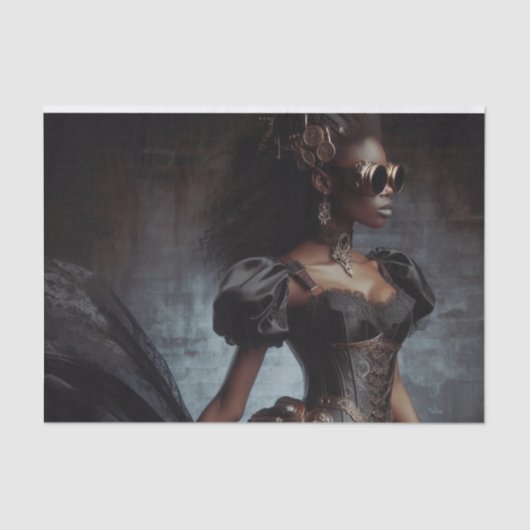 Black Raven Steampunk  Victoriaans Lady Tissuepapier (Voorkant)