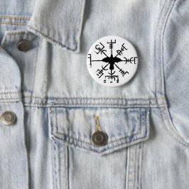 Black Raven Vegvisir Protection Sigil Ronde Button 5,7 Cm