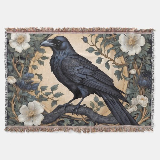 Black Raven William Morris geïnspireerd Deken (Voorkant)