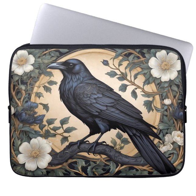 Black Raven William Morris geïnspireerd Laptop Sleeve (Voorkant)