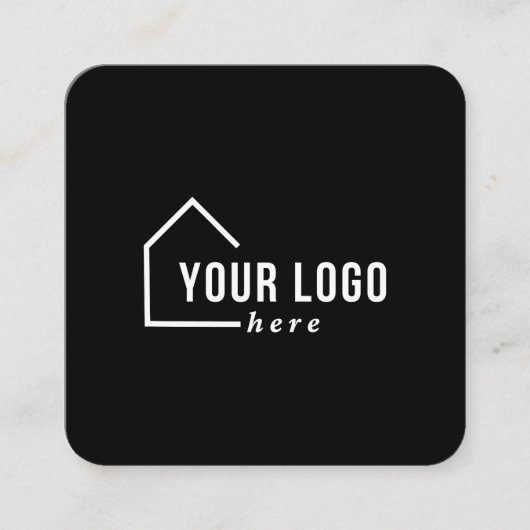 Black Real Estate Logo Foto QR Code Visitekaartje (Voorkant)