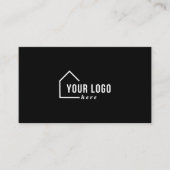 Black Real Estate Logo Foto QR Code Visitekaartje (Voorkant)