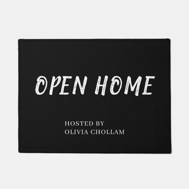 Black Realtor Logo | Stijlvolle Custom Open House  Deurmat (Voorkant)