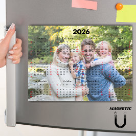 Black & Red 2026 Calendar Custom Photo Magnet
