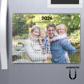 Black & Red 2026 Calendar Custom Photo Magnet