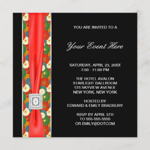 Black Red Asian All Occasion Invitation Sjabloon Kaart