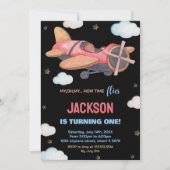 Black Red Avion Brown Invitations d'anniversaire (Devant)