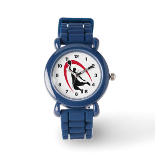 Black Red Basketball-Logo Horloge