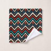 Black Red Blauwgroen Beige Aztec Pattern Bad Handdoek (Wasdoekje)