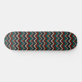 Black Red Blauwgroen Beige Aztec Pattern Skateboard (Horizontaal)