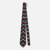 Black Red Blauwgroen Beige Aztec Pattern Stropdas (Voorkant)
