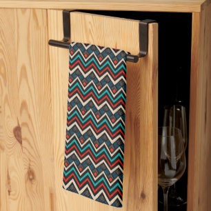 Black Red Blauwgroen Beige Aztec Pattern Theedoek