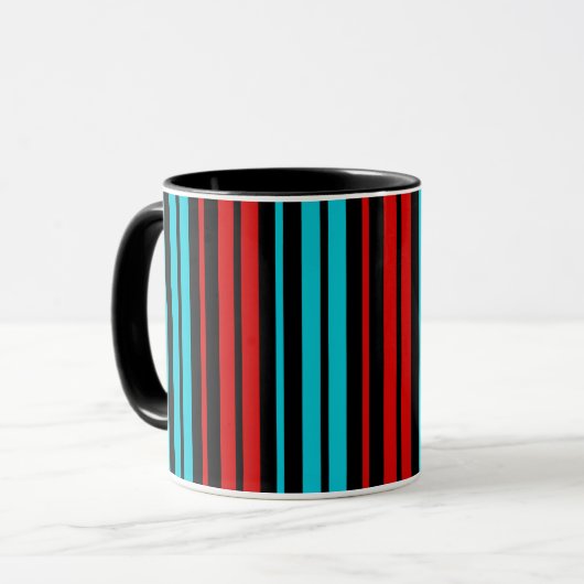 Black Red Blue Stripes Pattern   Mok (Voorkant links)