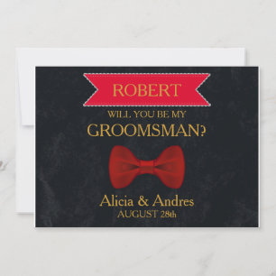 Black & Red Bow Ben jij mijn Groomsman? Kaart