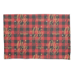 Black Red Buffalo Merry en Bright Pset Rustic Kussensloop