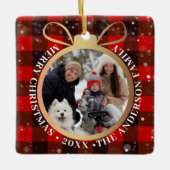 Black Red Buffalo met kerstmis 2 Keramisch Ornament (Voorkant)