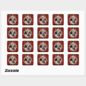 Black & Red Buffalo met kerstsierfoto Vierkante Sticker (Vel)