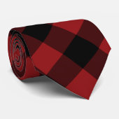 Black Red Buffalo Plaid Check Cravate Elergant (Roulé)