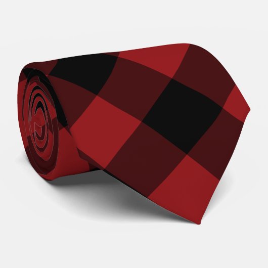 Black Red Buffalo Plaid Check Cravate Elergant (Roulé)