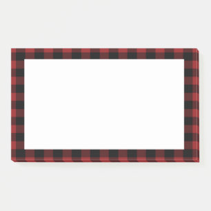 Black Red Buffalo Plaid Check Post-it® Notes