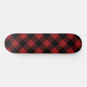 Black Red Buffalo Plaid Check Skateboard Gift (Horz)