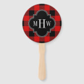 Black Red Buffalo Plaid DIY BG 3I Monogram Handwaaier (Voorkant)