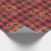 Black Red Buffalo Pset Rustic Merry en Bright Cadeaupapier (Hoek)