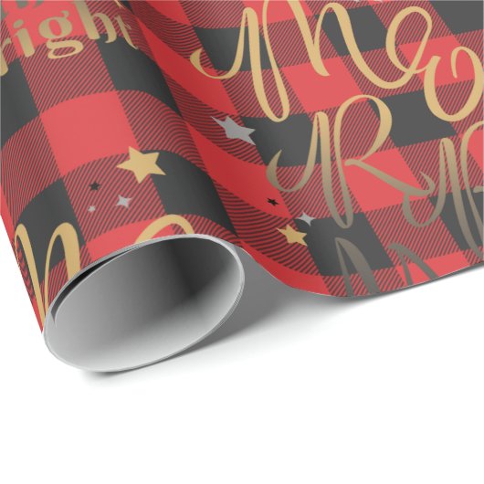 Black Red Buffalo Pset Rustic Merry en Bright Cadeaupapier (Rol Hoek)