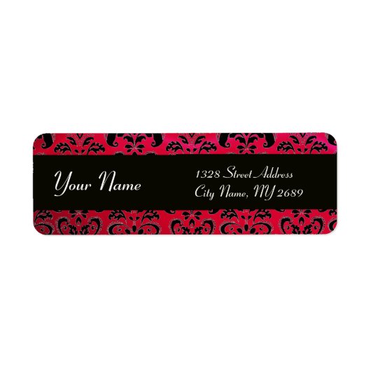 BLACK RED BURGUNDY DAMASK ETIKET (Voorkant)