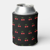 Black & Red Cherry Pattern Fresh Fruit Modern Blikjeskoeler (Blikje Voorkant)