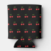 Black & Red Cherry Pattern Fresh Fruit Modern Blikjeskoeler (Achterkant)