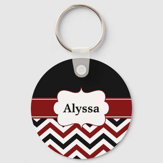 Black Red Chevron, persoonlijk Sleutelhanger (Voorkant)