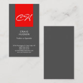 Black Red Chic Monogram Professional Visitekaartje (Voorkant / Achterkant)