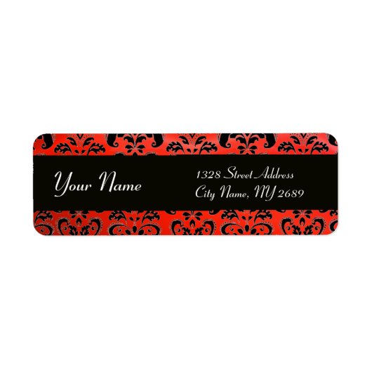 BLACK RED DAMASK ETIKET (Voorkant)