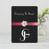 Black & Red Elegant Gay / Lesbian Faire-part de ma (Debout devant)